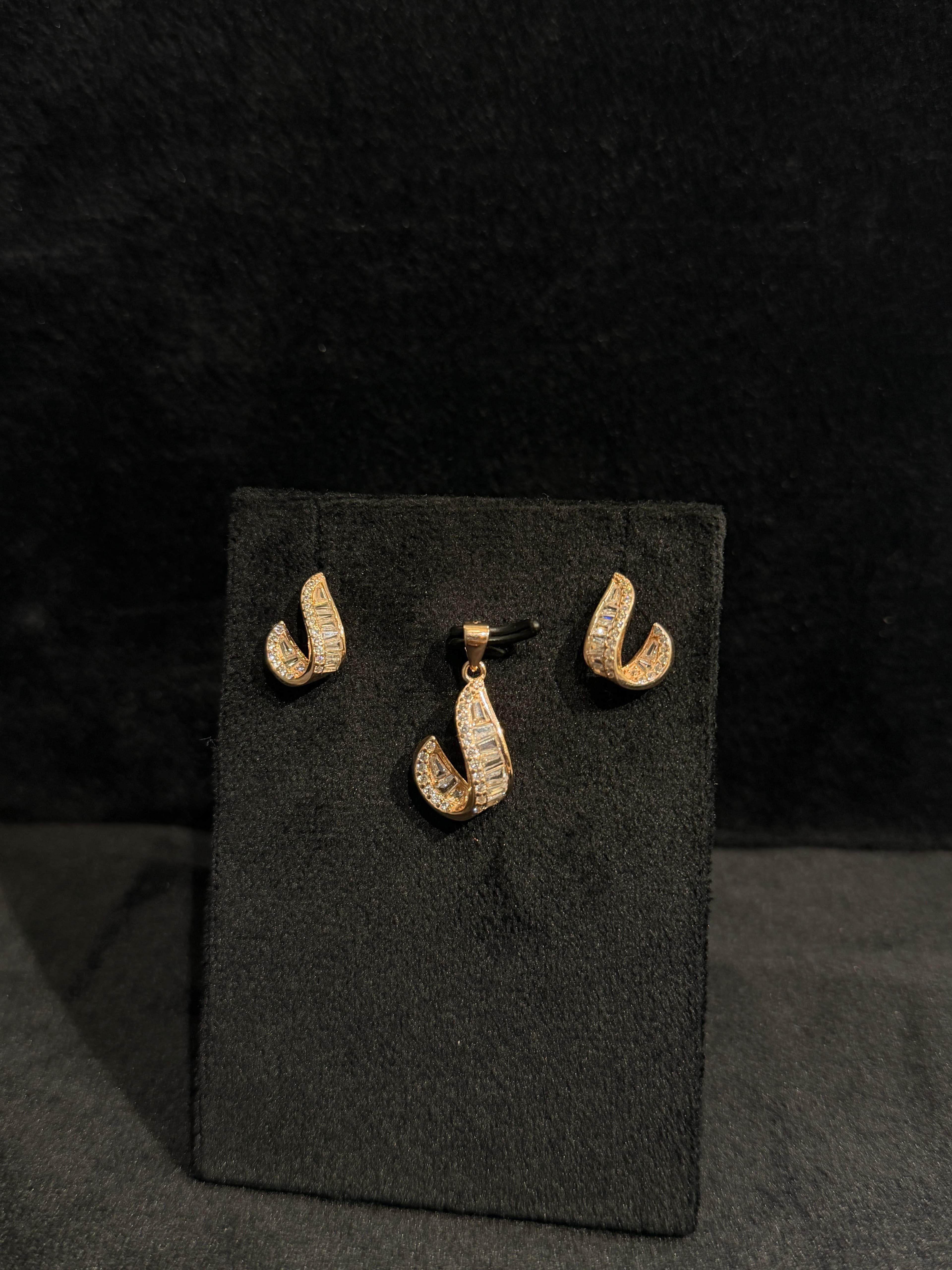Rose Gold Plated Silver Pendent Set