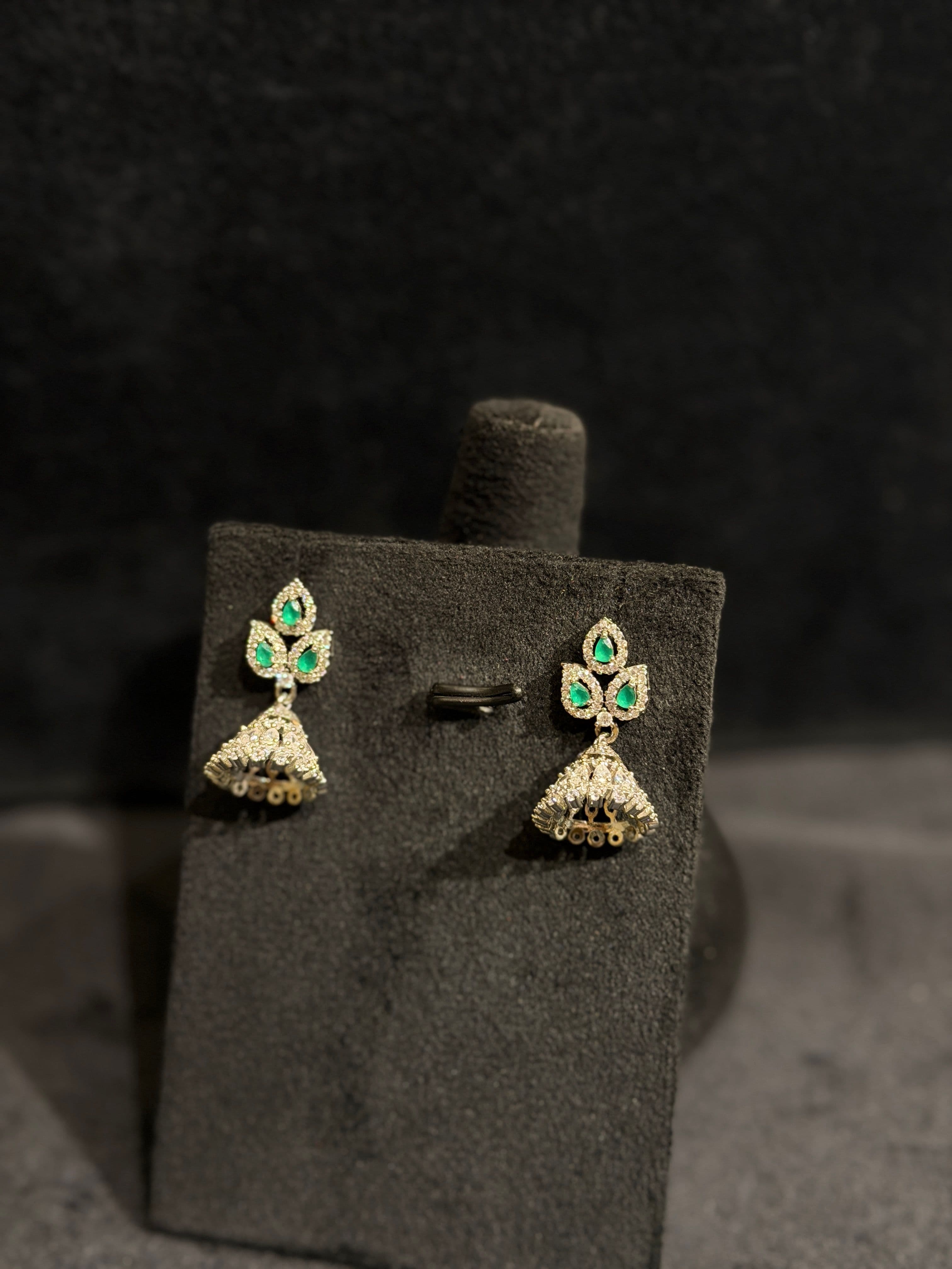 Emerald Lotus Jhumka Earring