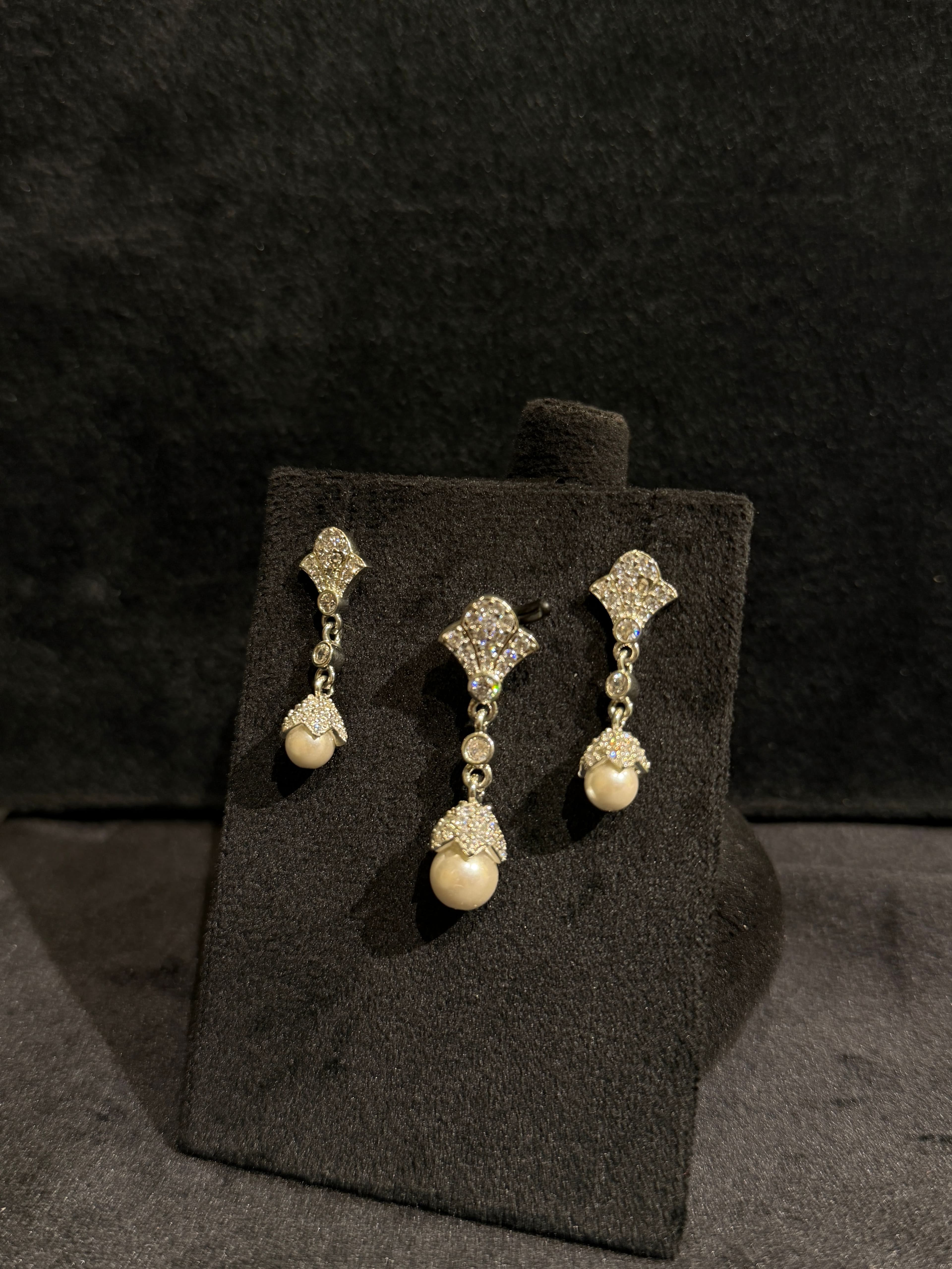 Pearl CZ Pendant Set